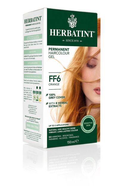 Farba do włosów Herbatint • trwała • FF6 POMARAŃCZOWY • seria MODNY BŁYSK
