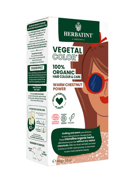 Farba do Włosów Herbatint Vegetal Color 100% ORGANIC Warm Chestnut Power - Ciepły Brąz