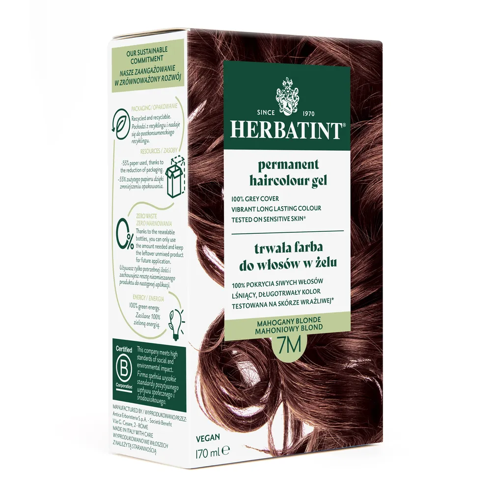 Farba do włosów Herbatint • trwała • 7M MAHONIOWY BLOND • seria MAHONIOWA