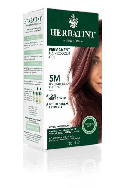 Farba do włosów Herbatint • trwała • 5M JASNY MAHONIOWY KASZTAN • seria MAHONIOWA