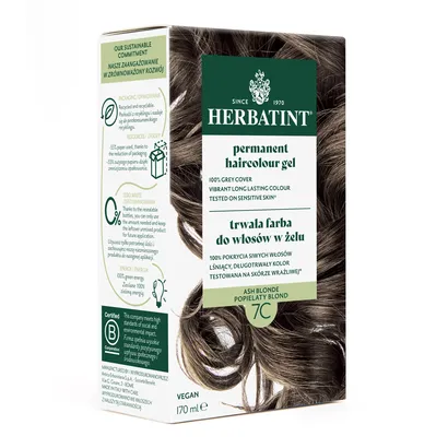 Farba do włosów Herbatint • trwała • 7C POPIELATY BLOND • seria POPIELATA